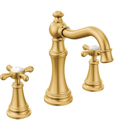 Moen Weymouth Brushed Gold Two-Handle Widespread Cross Handle